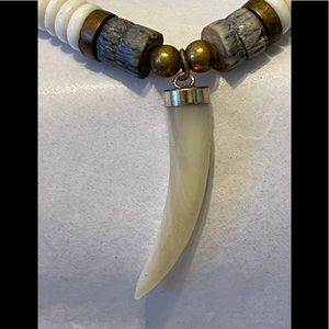 Vintage White/Grey Puka Shells With A Horn